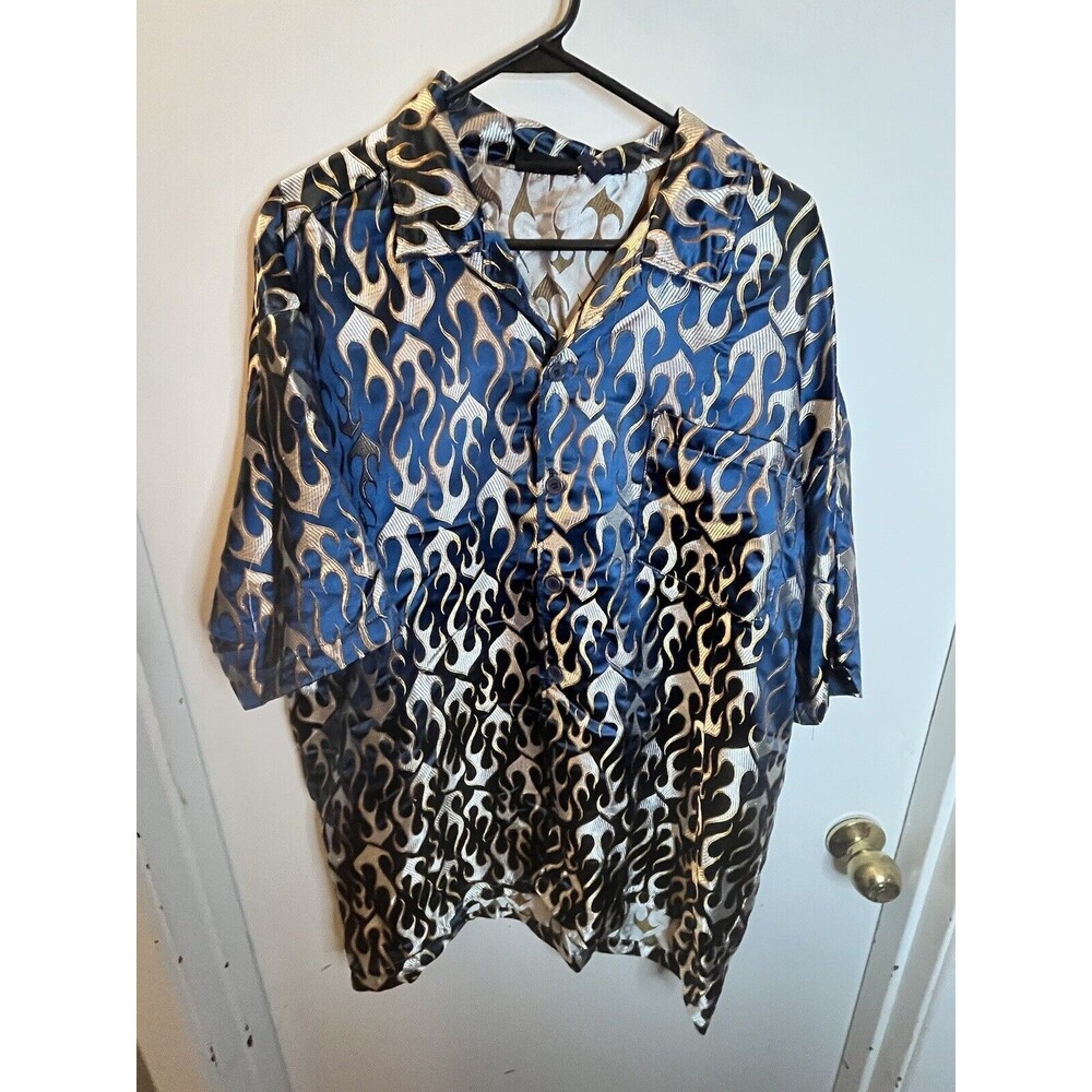 Prototype Button Up Shirt all over print flames hype Beast supreme VTG XL